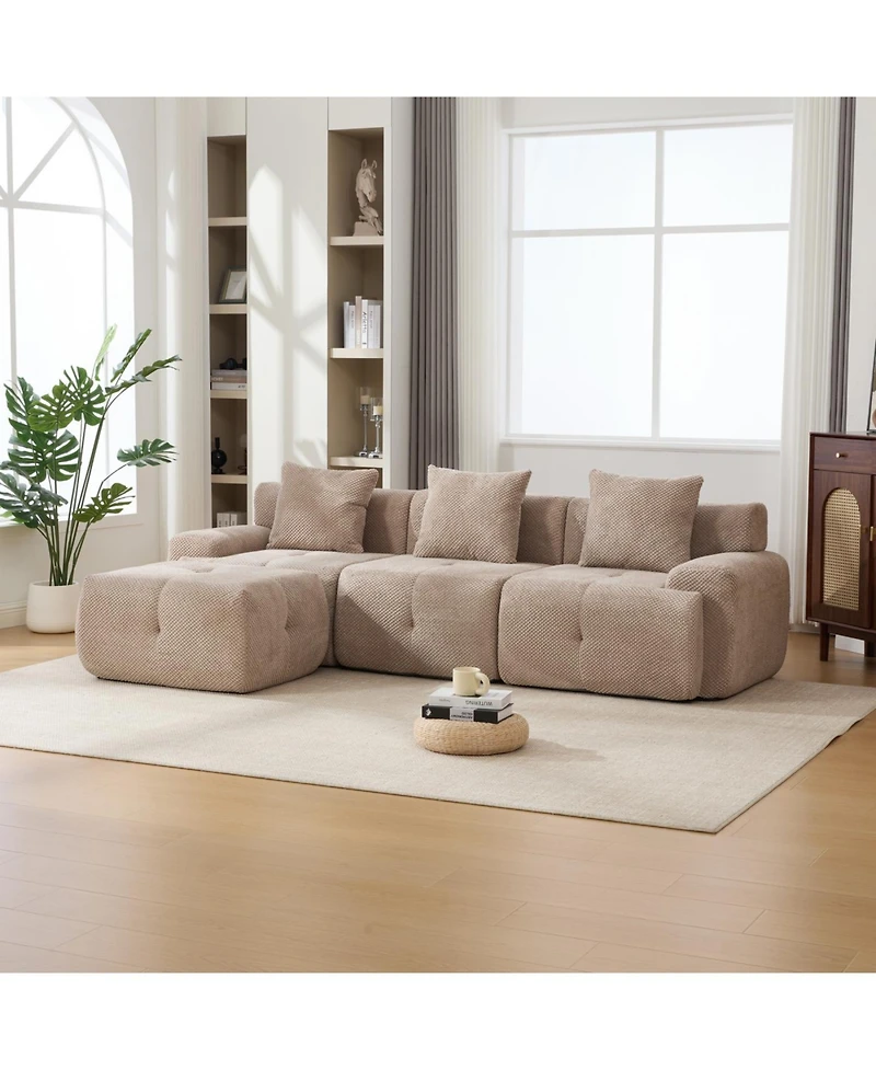 Streamdale 104.3" 4-Piece L-Shaped Upholstered Modular Sectional Sofa, Taupe