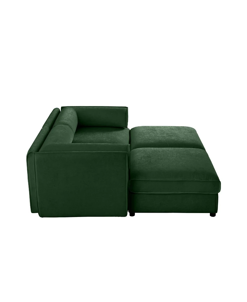 Streamdale Furniture Stylish Green Chenille 2-Seater Sofa with 2 Ottoman Storage Seats