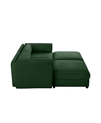 Streamdale Furniture Stylish Green Chenille 2-Seater Sofa with 2 Ottoman Storage Seats