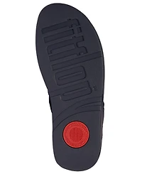 FitFlop Women's Lulu Square-Chain Leather Toe-Post Wedge Sandals