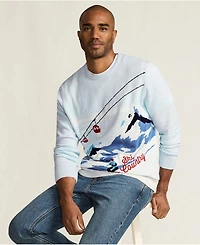 Lands' End Men's Long Sleeve Fine Gauge Holiday Crew Neck Sweater