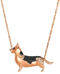 Le Vian Nude Diamond (0.16 ct. t.w.) & Blackberry Diamond (0.24 ct. t.w.) Corgie Necklace in 14k Strawberry Gold