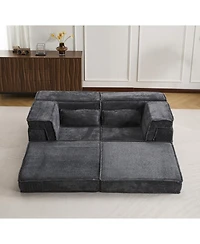 Streamdale Furniture Compression Sofa, Convertible Floor Sofa Bed, Modern Oversized Loveseat, Dark Grey