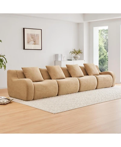Streamdale Furniture 4-Seat Boneless Sofa, Teddy Fabric, No Assembly, Camel