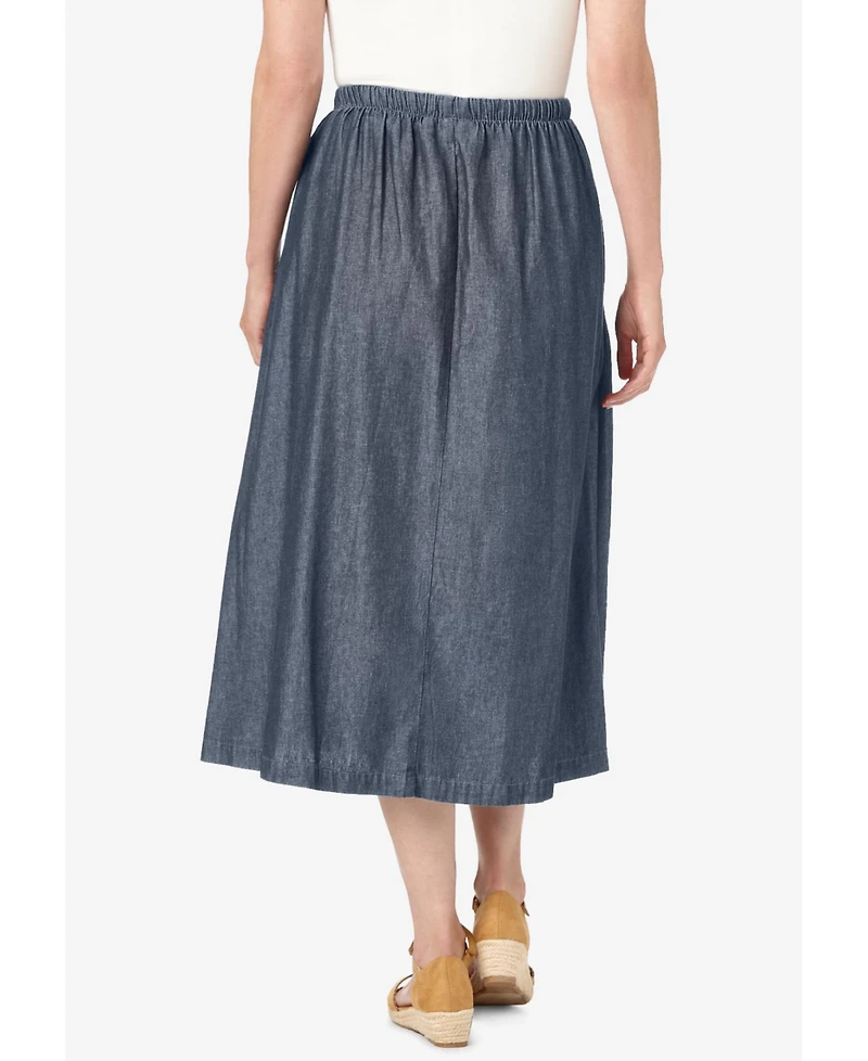Woman Within Women's Drawstring Denim Skirt
