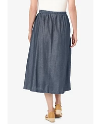 Woman Within Women's Drawstring Denim Skirt