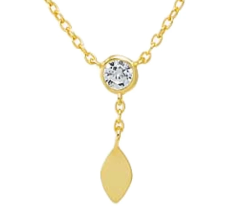 by Adina Eden Cubic Zirconia Bezel X Solid Marquise Drop Necklace
