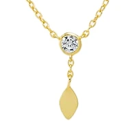 by Adina Eden Cubic Zirconia Bezel X Solid Marquise Drop Necklace