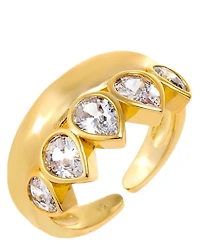 by Adina Eden Multi Cubic Zirconia Gold Plated Pear Rimmed Ring