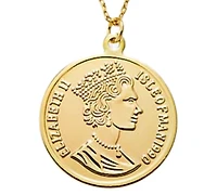 by Adina Eden Large Vintage Gold Plated Coin Pendant Necklace