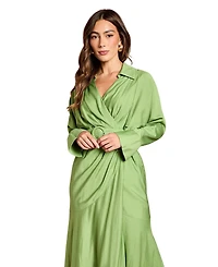 Coast Women's Twill Long Sleeve Wrap Dress With Belt