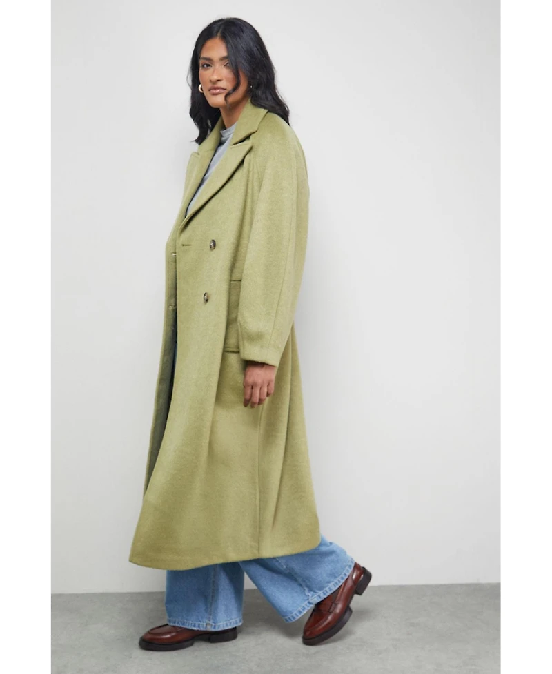 Warehouse Women's Oversized Pleat Back Detail Maxi Coat