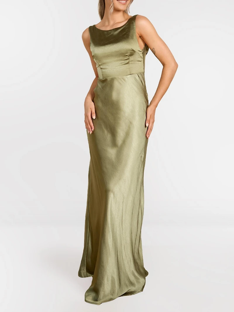 Six Stories Cowl Back Satin Bridesmaid Dress