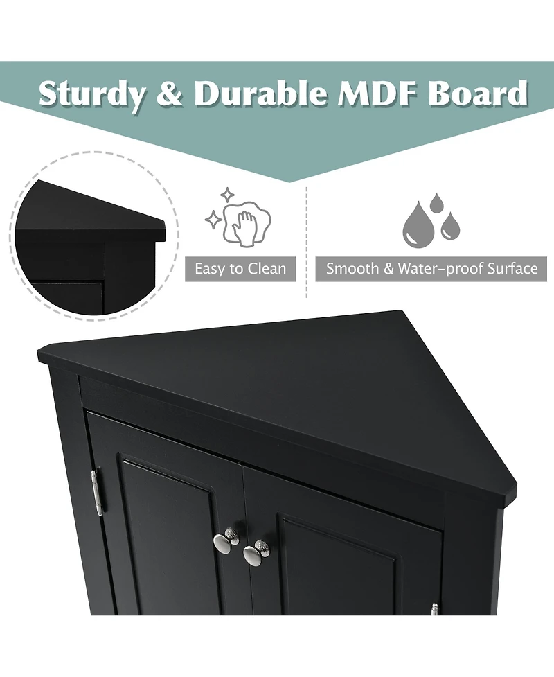 Casainc 31.5"H Triangle Corner Cabinet, Adjustable Shelves