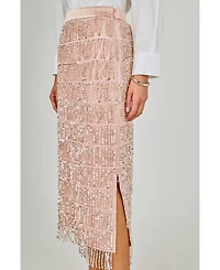 endless rose Women's Sequins Tassel Midi Skirt