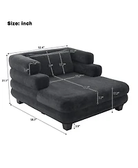 Streamdale Furniture Oversized Chaise Lounge 52.4" Modern Chenille Sofa Bed with Deep Seat, Black