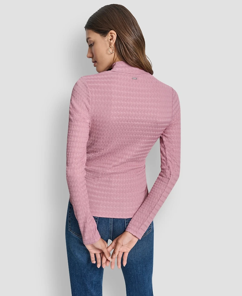 Dkny Jeans Women's Ripple Lace Mock Neck T-Shirt