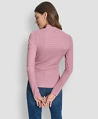 Dkny Jeans Women's Ripple Lace Mock Neck T-Shirt