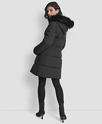 Dkny Women's Hooded Zipper Puffer Coat