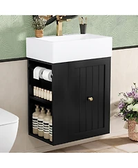 Casainc Bathroom Vanity with Ceramic Sink Storage Cabinet Drawer and Golden Handle