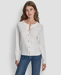 Dkny Jeans Women's Rhinestone Button-Front Crewneck Cardigan