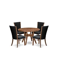 Luxe by East West Furniture 5 Piece Dining Table Set For 4 Contains 48" Round Table In Black Color
