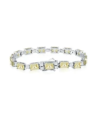 Suzy Levian Gala Collection Sterling Silver Emerald-Cut Cubic Zirconia Tennis Bracelet