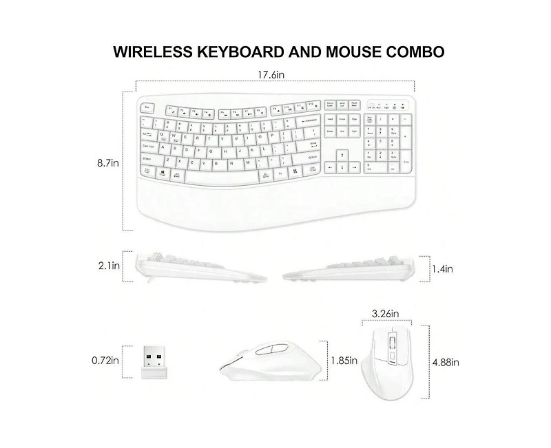 risokeys Wireless Keyboard And Mouse Combo, 2.4G Full Size Keys Keyboard With Wrist Rest And 3