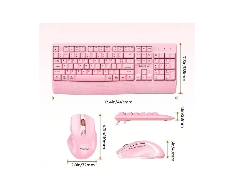 risokeys Full-size Keyboard w/ Wrist Rest, 3 Dpi Mouse, 2.4G, Pc/Laptop Compatible Wireless Keyboard & Mouse