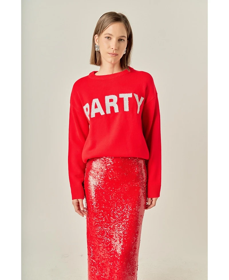 English Factory Women's Glitter Lettering Sweater