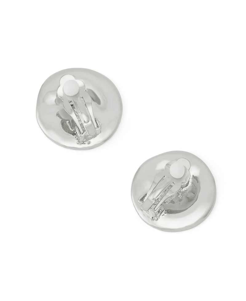 Robert Lee Morris Soho Silver Textured Disc Clip Earrings