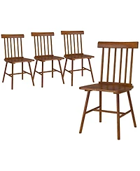 Homcom Dining Chairs Set of 4, Farmhouse Rubber Wood Kitchen Chairs
