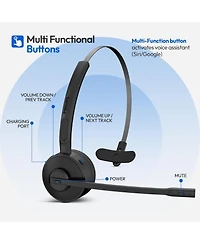 Philips Bluetooth Headset with Noise-Canceling Mic, Mute Button, Long Battery Life, Dual Charging for Office, Home, Car