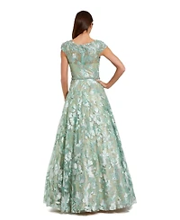 Mac Duggal Women's Embellished Cap Sleeve High Neck Ballgown