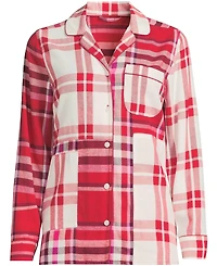 Lands' End Women's Long Sleeve Flannel Patchwork Pajama Top