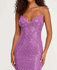 B Darlin Juniors' Criss Cross Patterned Sweetheart Gown