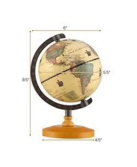 Sugift Antique Globe Dia 5.5 Inch Mini Rotating World Globe with Wooden Base