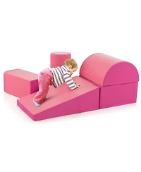 Skonyon 5-Piece Kids Climb and Crawl Activity Playset-Pink