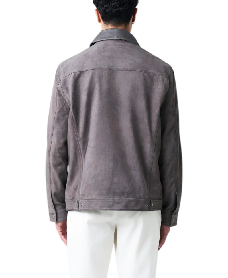 Velez Men's Leather Detail Suede Jacket