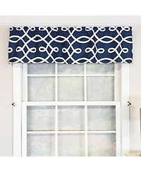 Rlf Home 100% Cotton High Quality Oblique Tailored Window Valance with 1.5" Rod Pocket 50" W X 12" L Navy