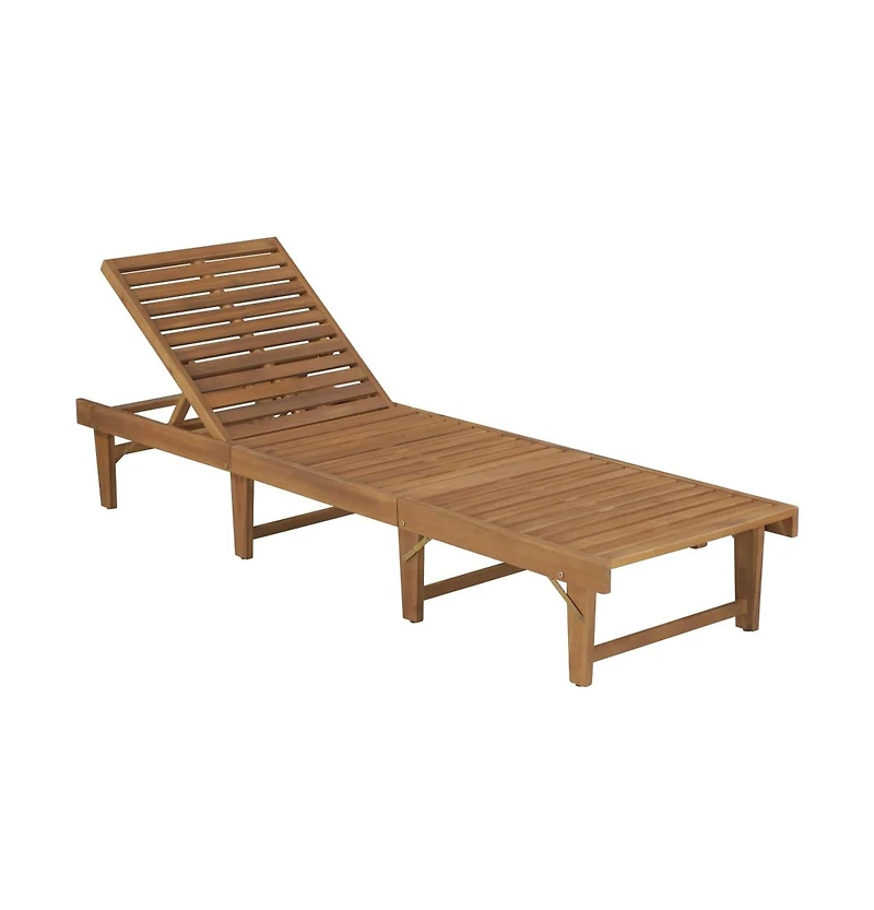vidaXL Sun Lounger Cream & Natural Wood Solid Acacia wood 78.7 in length