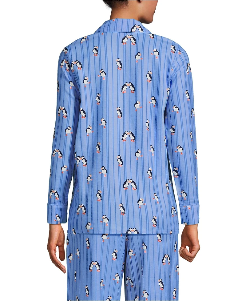 Lands' End Women's Long Sleeve Print Flannel Pajama Top