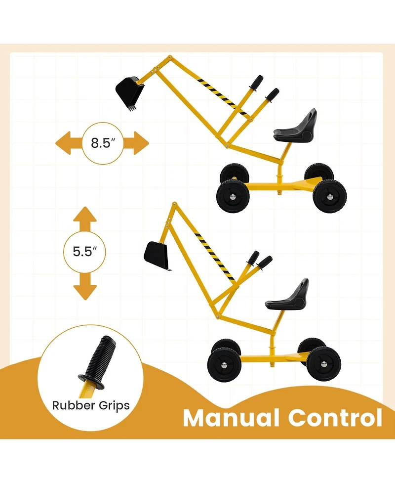 Hongge Sandbox Sand Digger Toy with Dual Handles and Flexible Shovel for Kids