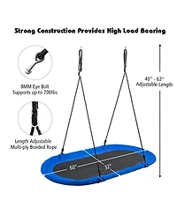 Skonyon 60 Inch Saucer Surf Outdoor Adjustable Swing Set-Blue+Black