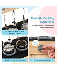 Skonyon Wooden Outdoor Mud Kitchen Playset with Water Faucet & Storage