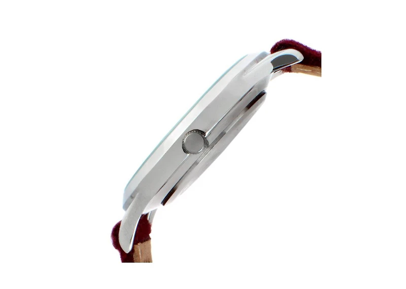 Peugeot Men's Round 40mm Steel Case with Burgundy Wool/Leather Strap