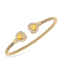 Macy's Citrine (2-3/8 ct. t.w.) and White Topaz (1/3 ct. t.w.) Heart Halo Cuff Bracelet in 14k Gold-Plated Sterling Silver