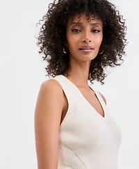 I.n.c. International Concepts Women's Sleeveless Rib V-Neck Sweater, Created for Macy's
