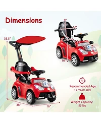 Costway Baby 3-in-1 Sliding Walker w/ Adjustable Canopy Horn Music & Light