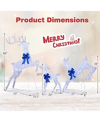 Costway 3 Pcs Lighted Christmas Reindeer Family Set Holiday Decoration with 255 Lights